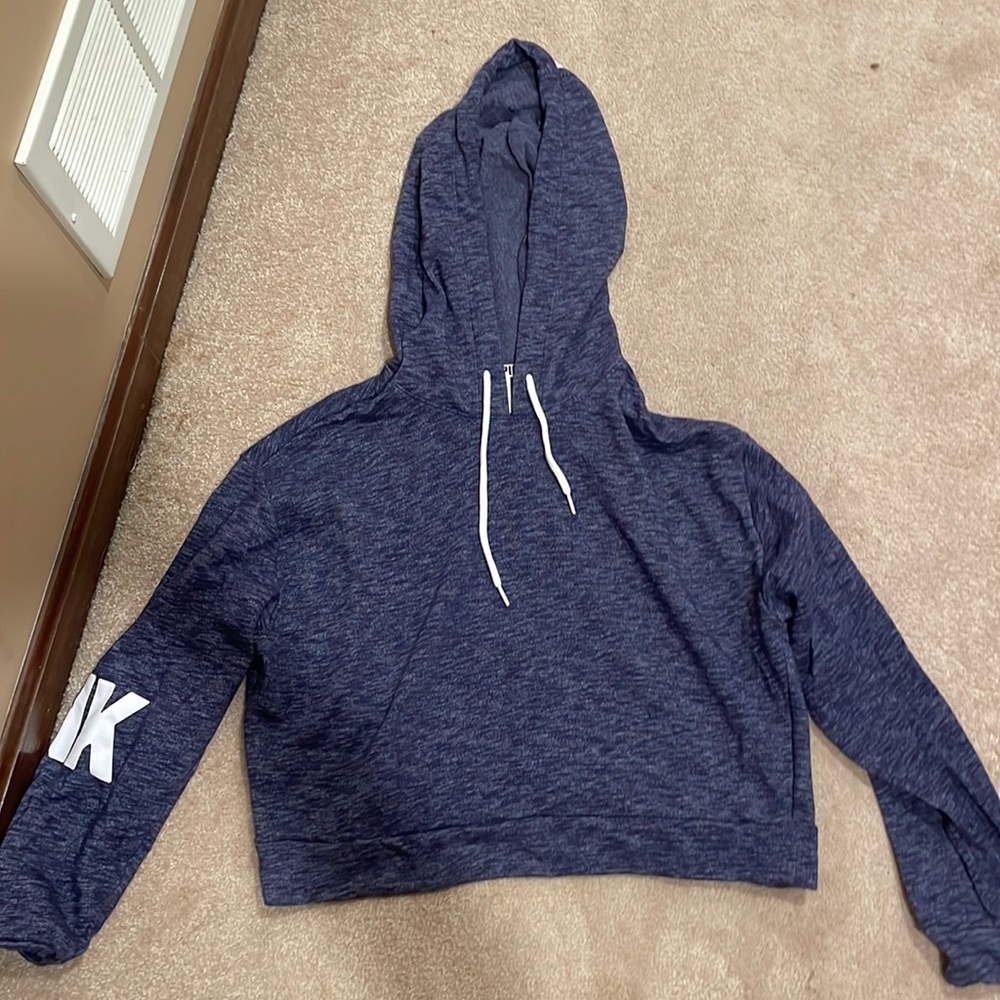 Blue PINK cropped hoodie